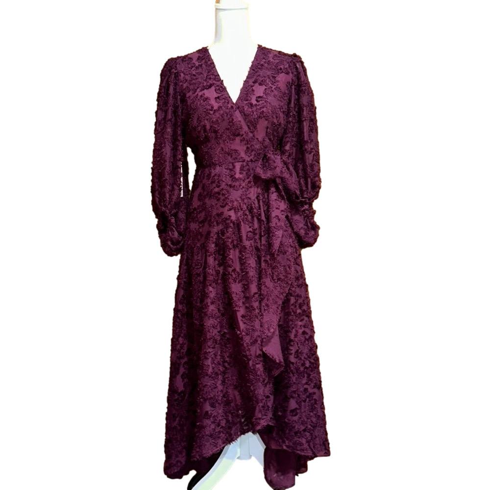 Hutch x Anthropologie Rosa Floral Wrap Maxi Dress Wine Size XS Petite - NWT